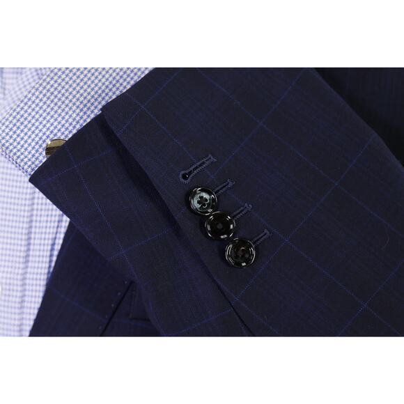 Indochino Custom Blazer Navy Blue Windowpane 2-Btn Wool Jacket 38S - Picture 7 of 10